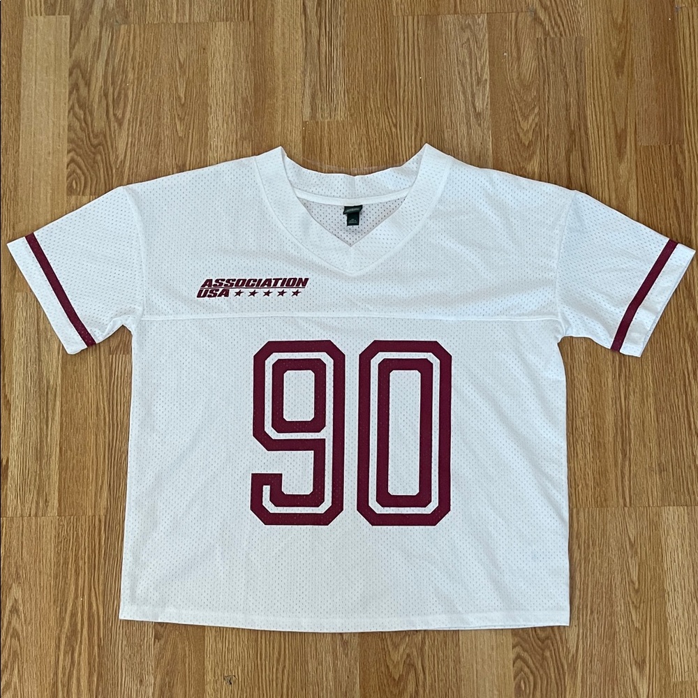wild fable White Mesh Jersey with Burgundy '90'